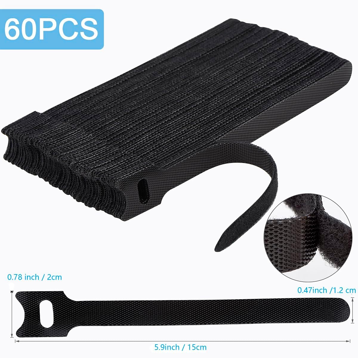 60 Pack 6" Reusable Cable Ties - Image 2