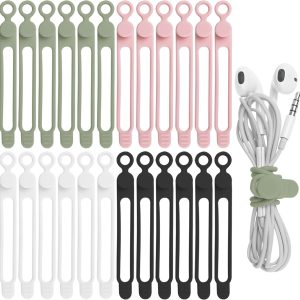 Silicone Cable Ties, 24 Pack, Reusable