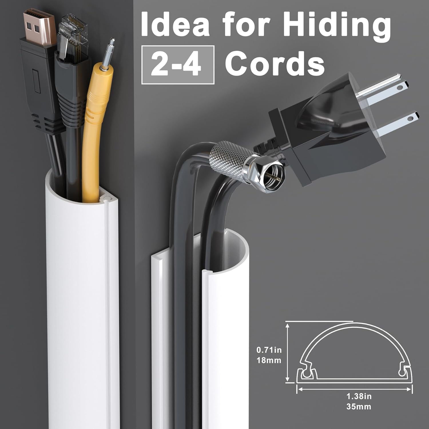 Cable Cover Wall 34in, White - Image 2