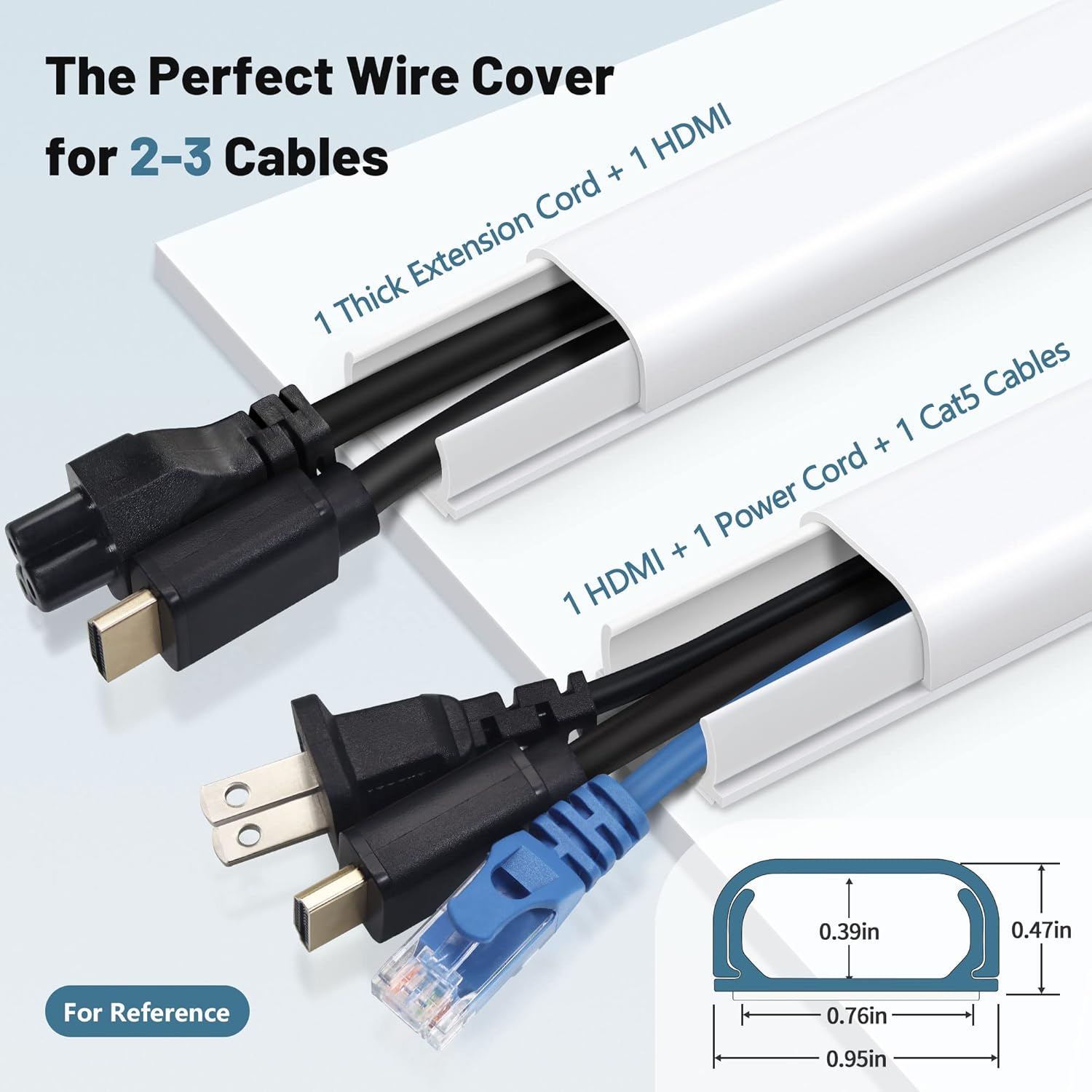 Paintable Cord Hider Kit, 0.95x0.47in White - Image 2