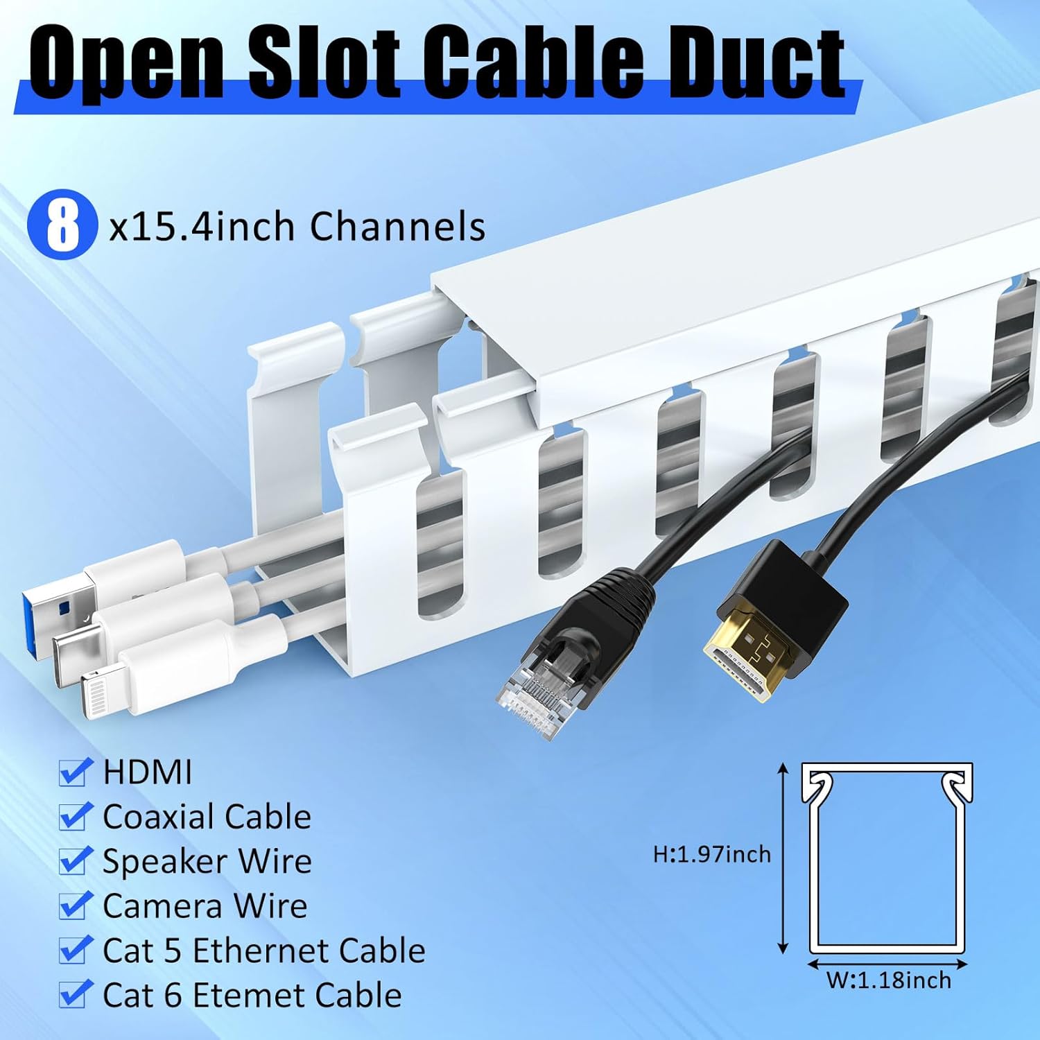 Cable Management Raceway Duct, 15.4" White - Image 2