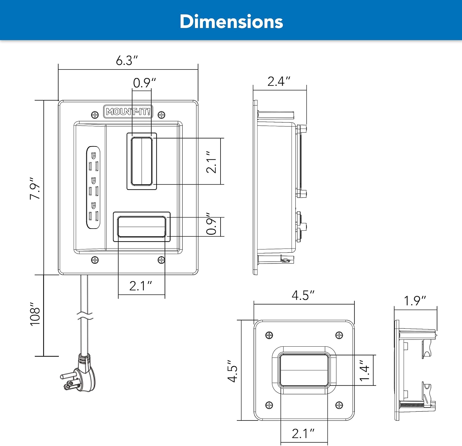 In-Wall TV Cable Concealer Kit, 3 Outlet - Image 3