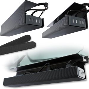 Self-Adhesive Cable Tray, Black Set of 2