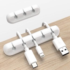 White Cable Clips, 2 Pack 5/3 Slots