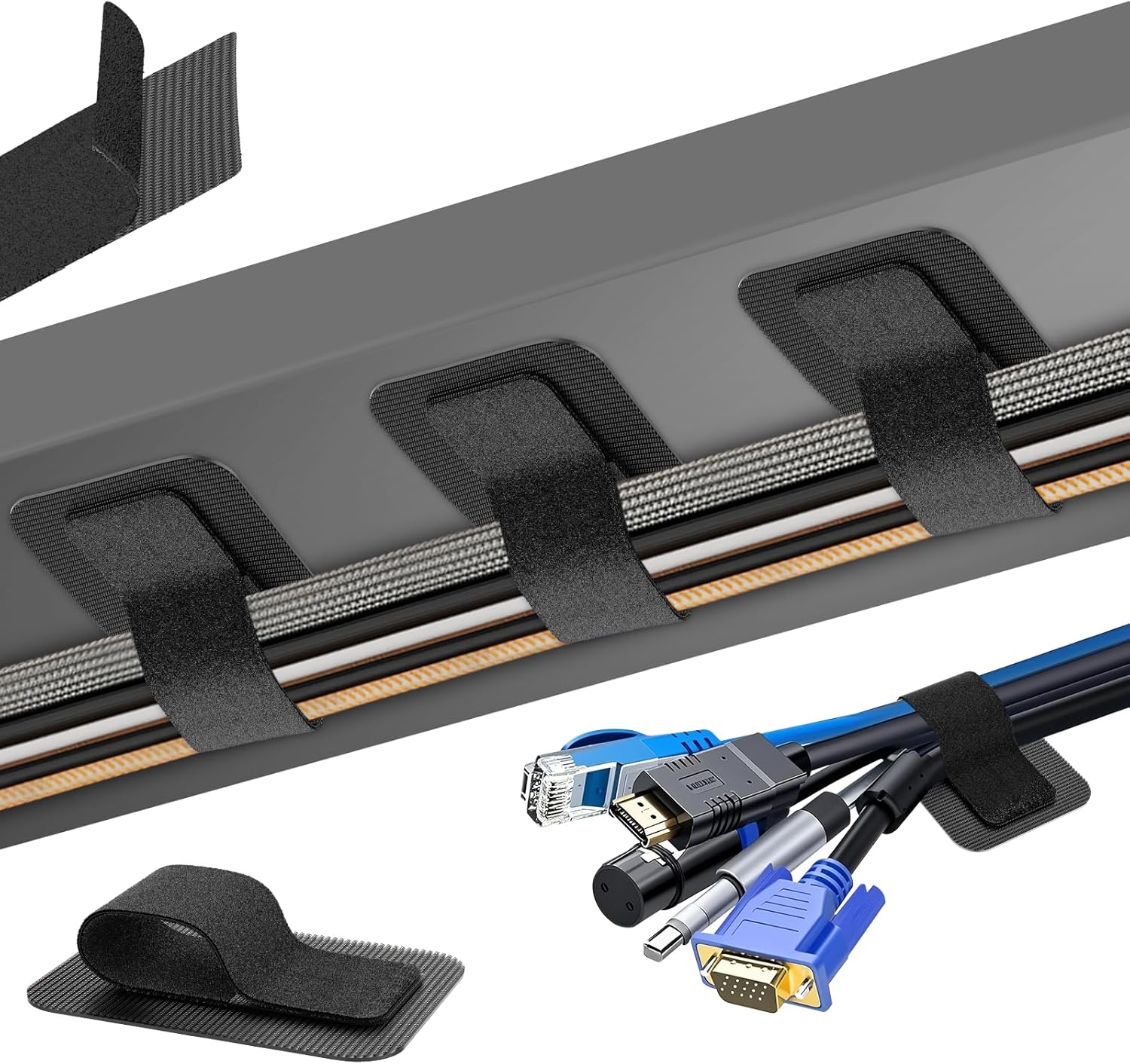 Under Desk Cable Organizer, 15 Cord Spaces